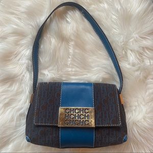 Carolina Herrera calf skin blue monogram mini bag